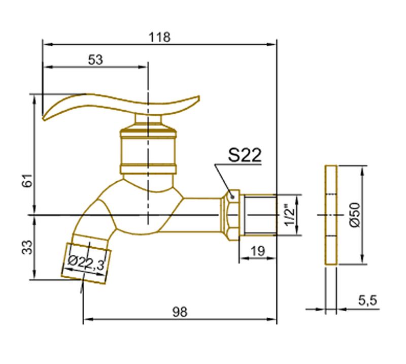 Кран для одного типа воды Bronze de Luxe 21595/1 Бронза с аэратором