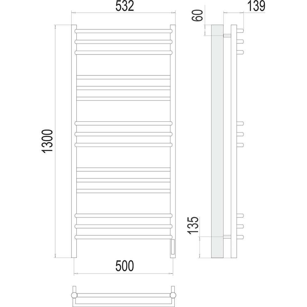 Полотенцесушитель электрический Terminus Прато П15 50х130, артикул 4670078531513