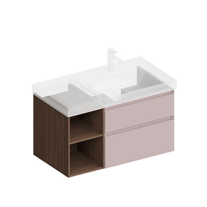 Тумба CUBO правая подвесная с ящиками 90, мальва матовая- структ.орех, артикул CUB.90.2Rh\MAL.N