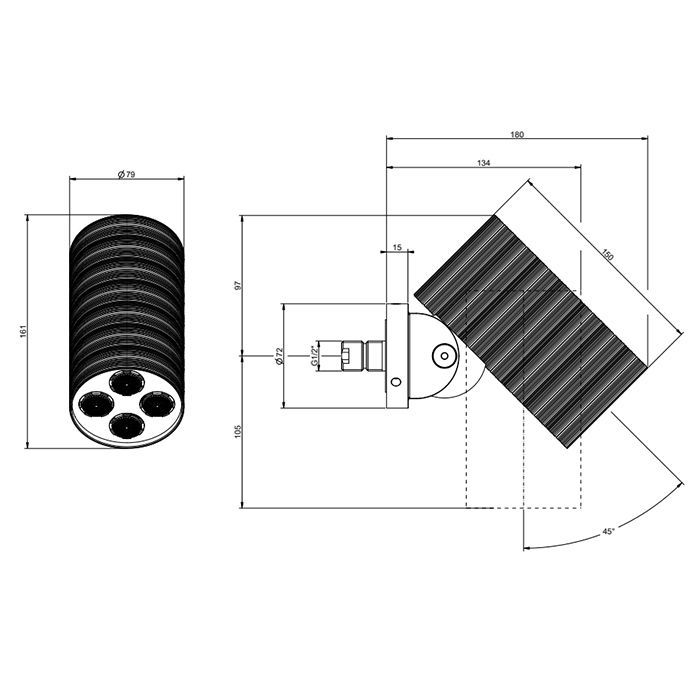 GESSI 316 TRAME Верхний душ Ø79 мм., с настенным креплением, 4 струи, цвет Steel Brushed