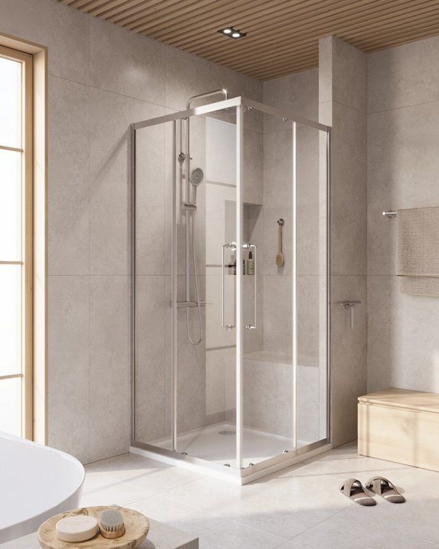 RELAX-304-A-2-100-C-BORO Душевой уголок, отделка Брашированное золото, артикул RELAX-304-A-2-100-C-BORO