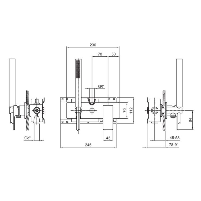 Fantini Mint Смеситель для душа, встраиваемый, на 2 источника, с ручн душем, (наружняя часть), цвет: хром
