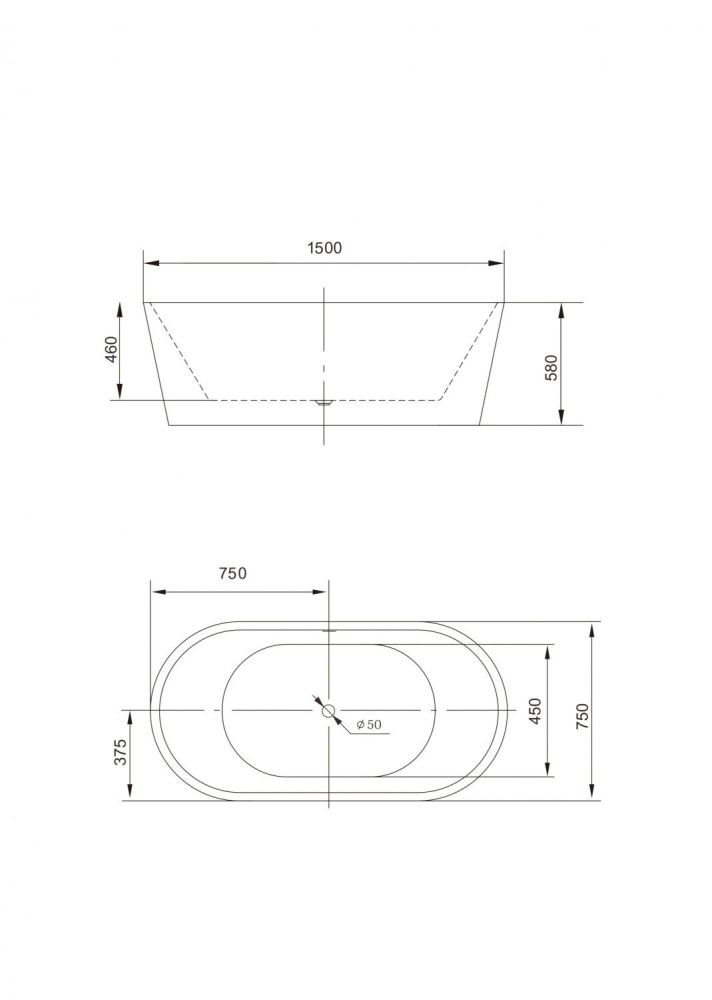 Акриловая ванна ARTMAX AM-203-1500-750, артикул AM-203-1500-750