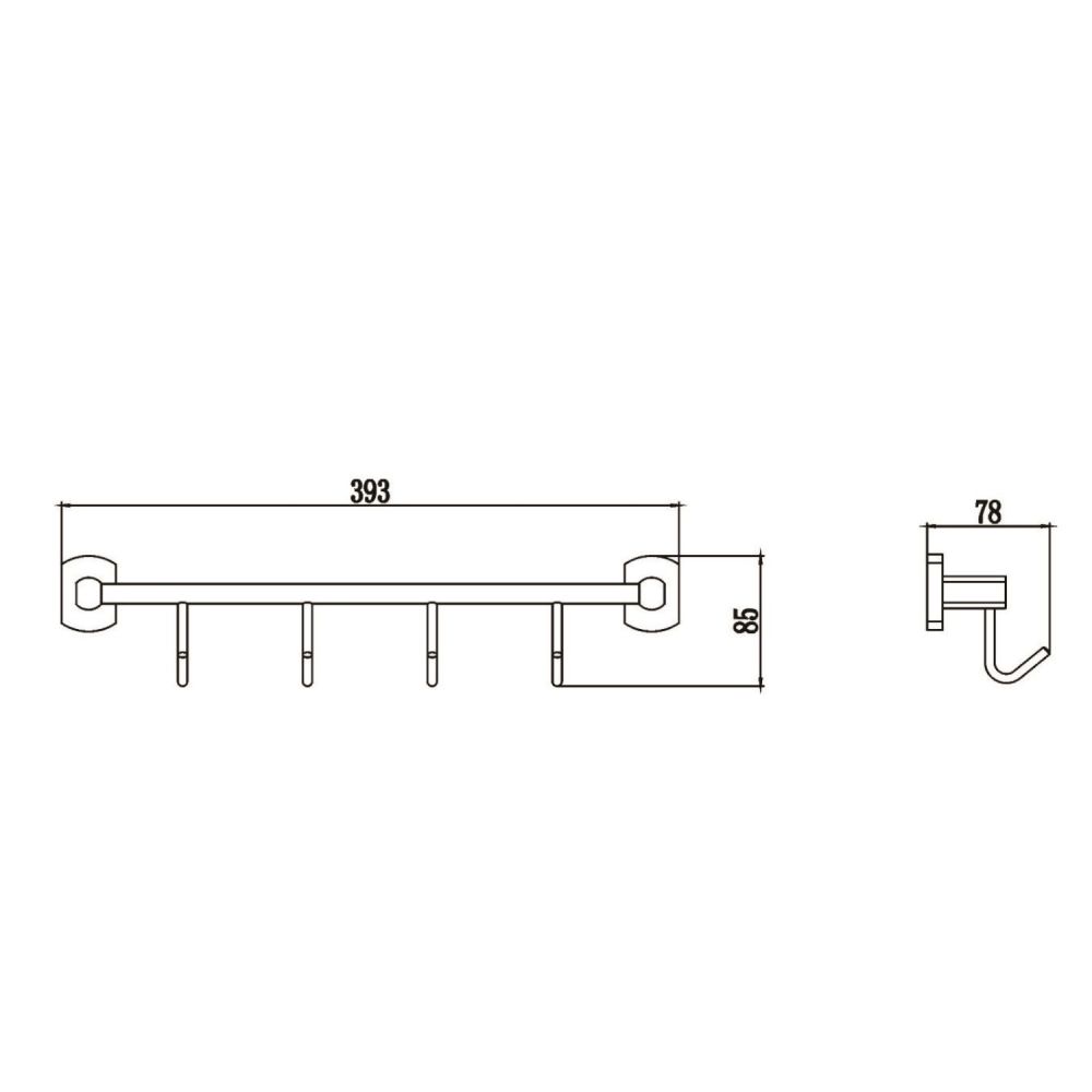 Планка с крючками Savol S-009974, хром
