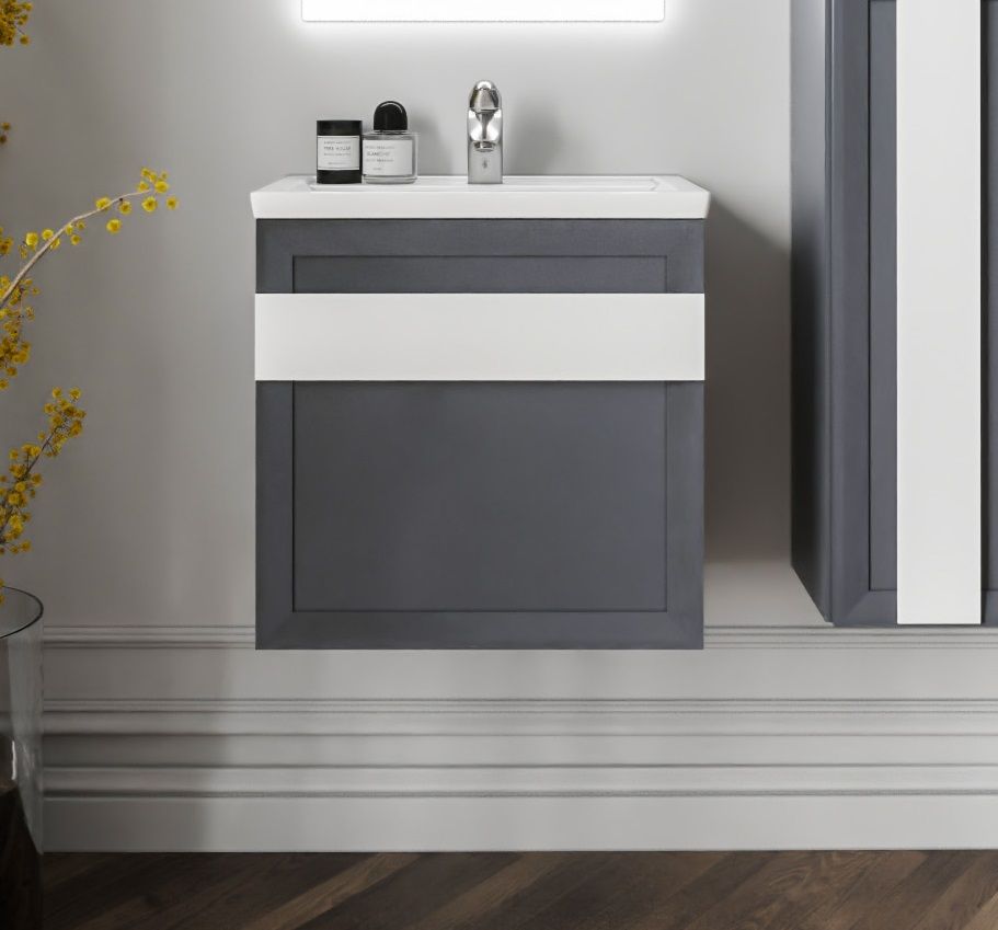 Тумба под раковину подвесная Бриклаер БЕРЛИН оникс серый, 60 см, артикул 4627125416132