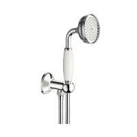 Душевой набор, Carimali, Colonial, размер душевого диска, мм-77, форма лейки-круглая, количество режимов-1, держатель для душа-есть, шланг-есть, длина шланга, мм-1500, шланговое подключение-есть, материал-латунь, с пластмассовой ручкой, цвет-хром