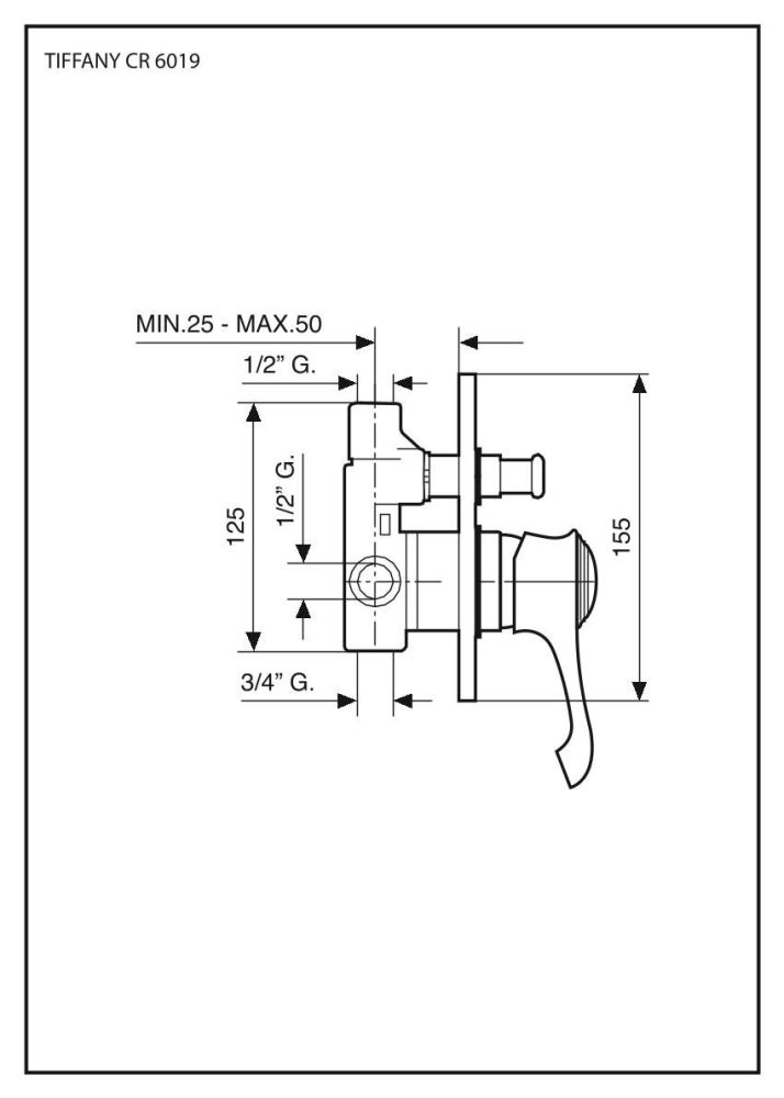 Emmevi Tiffany, встраиваемый в стену однорычажный смеситель для душа на 2 выхода, с кнопочным дивертером, цвет бронза