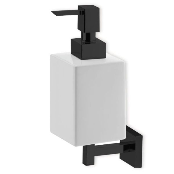 Stil Haus Urania, настенный керамический дозатор, цвет чёрный матовый - белая керамика