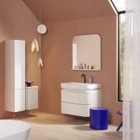 BURGBAD B.ME Комплект мебели 800х550х680 мм., подвесной, 2 ящика, раковина белая матовая с 1 отв., открывание нажатием G0126, цвет белый матовый