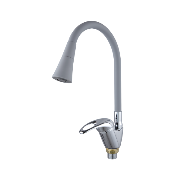 Смеситель для кухни с гибким изливом FASHUN A4403+A7357, хром/серый