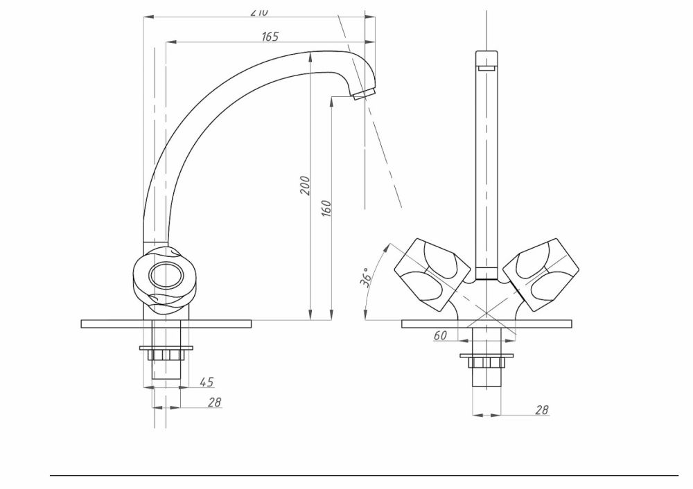 Смеситель для кухни FAUZT FZs-258-76 тип См-МДЦБА, артикул FZs-258-76