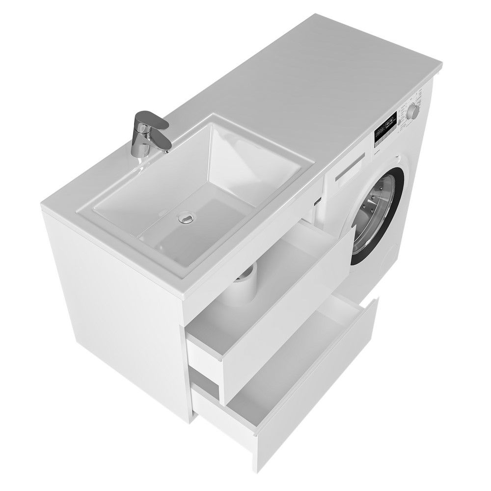 Тумба под раковину СаНта Марс-56 227003 над стиральной машиной, подвесная (ум.Лидер 1202 литой мрамор)