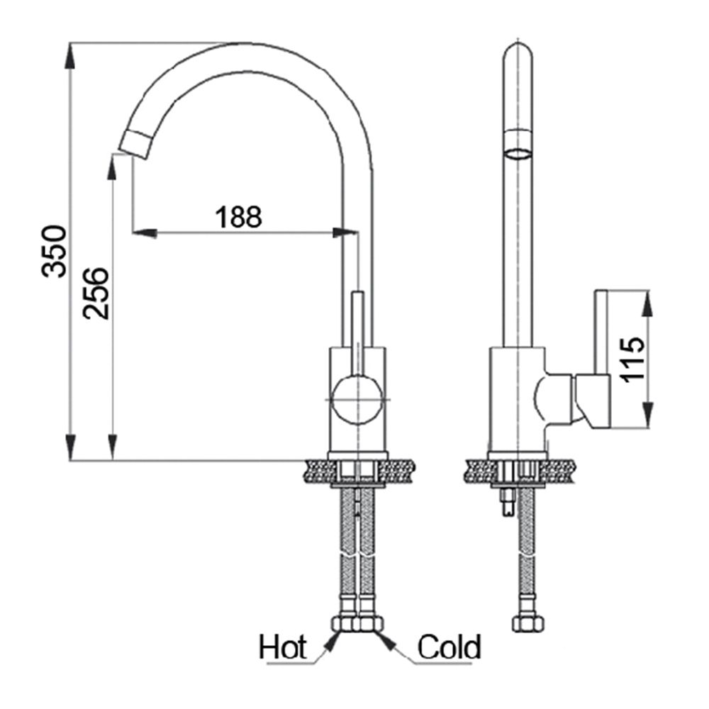 Смеситель для кухни GranFest 7651, графит, артикул 7651 графит