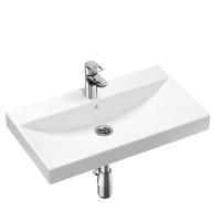 Комплект 3 в 1 Lavinia Boho Bathroom Sink 21510413, врезная фарфоровая раковина 80 см, смеситель с донным клапаном, латунный сифон