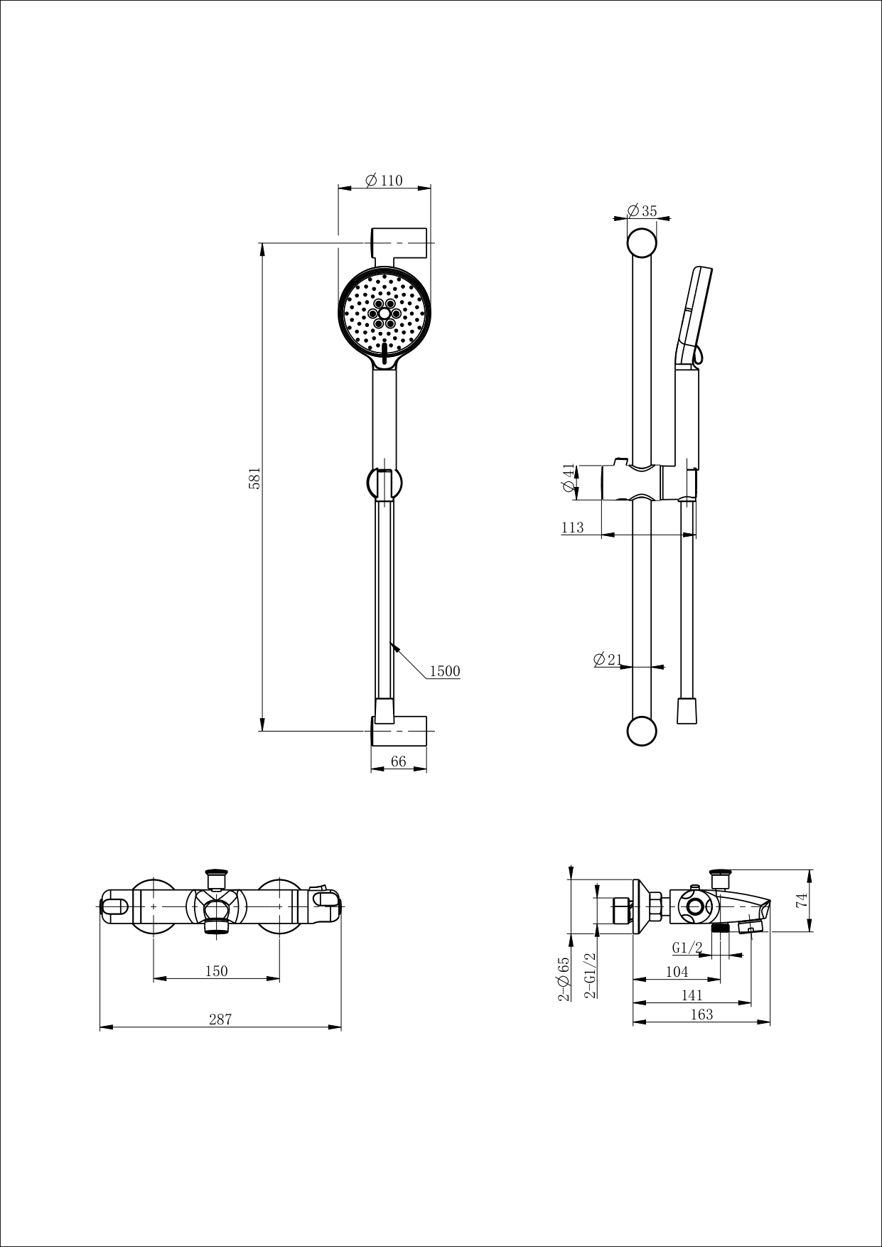 Смеситель для ванны с душем и термостатом WONZON & WOGHAND, Белый матовый (WW-C2001-A-MW)