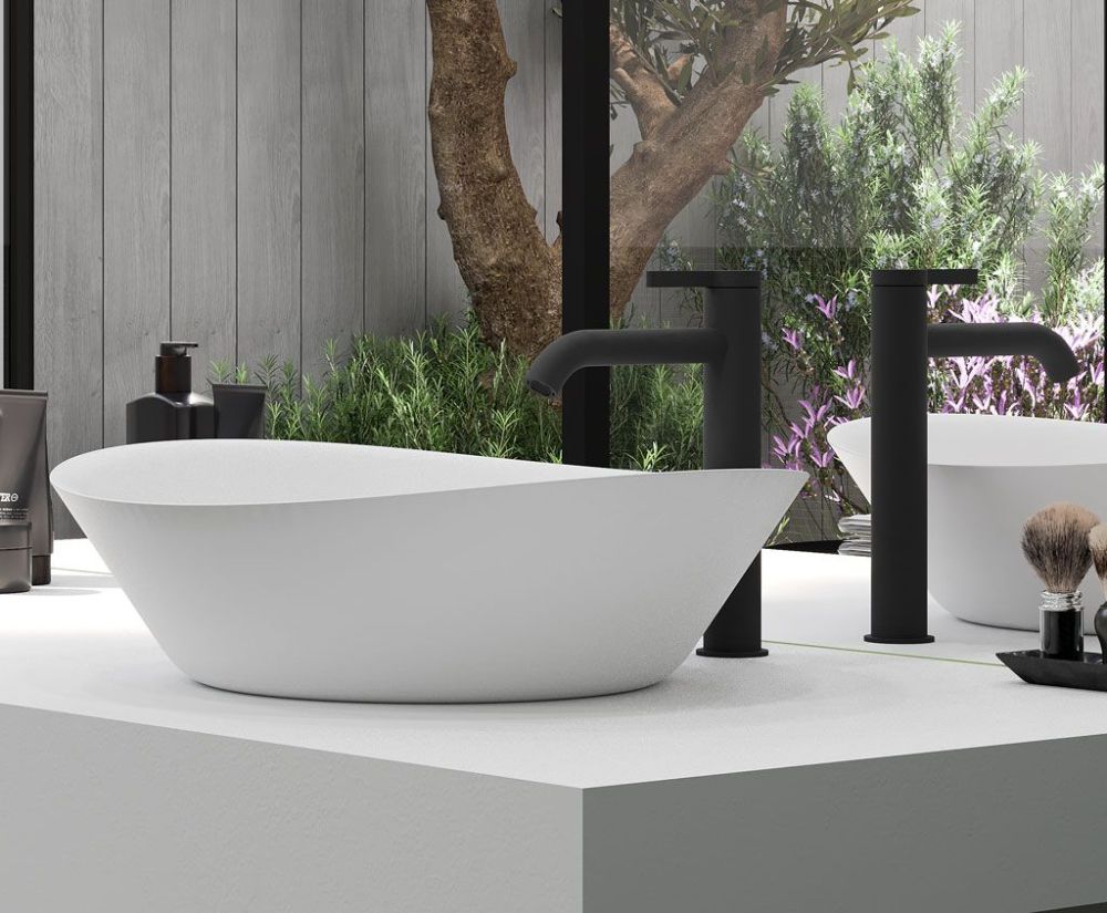 AQG Urban Flow, высокий однорычажный смеситель для раковины без донного клапана, цвет черный матовый