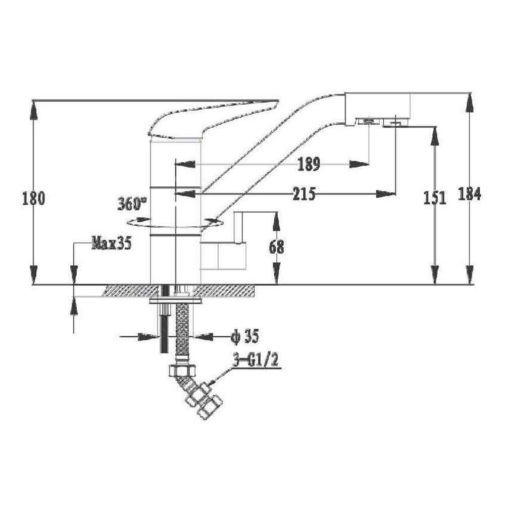 Смеситель для кухни с подключением фильтра GranFest 2624-1, иней, артикул 2624-1 иней