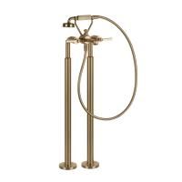 GESSI VENTI20 Смеситель для ванны напольный, двухвентильный, с ручным душем и шлангом 1500 мм., внешняя часть, цвет Warm Bronze Br. PVD