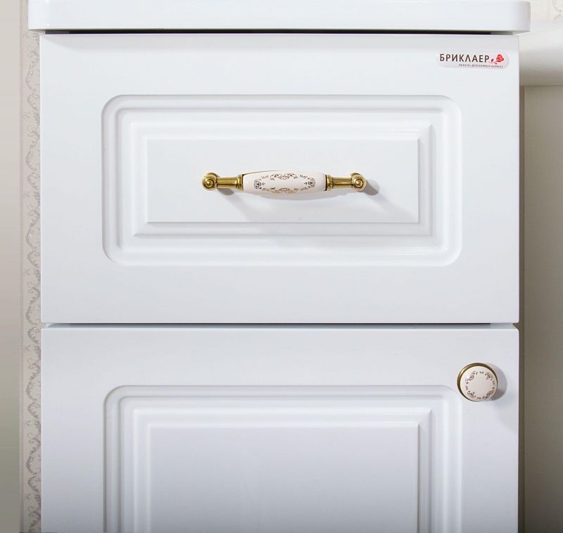 Тумба Бриклаер Анна 32 с бельевой корзиной L Белый глянец