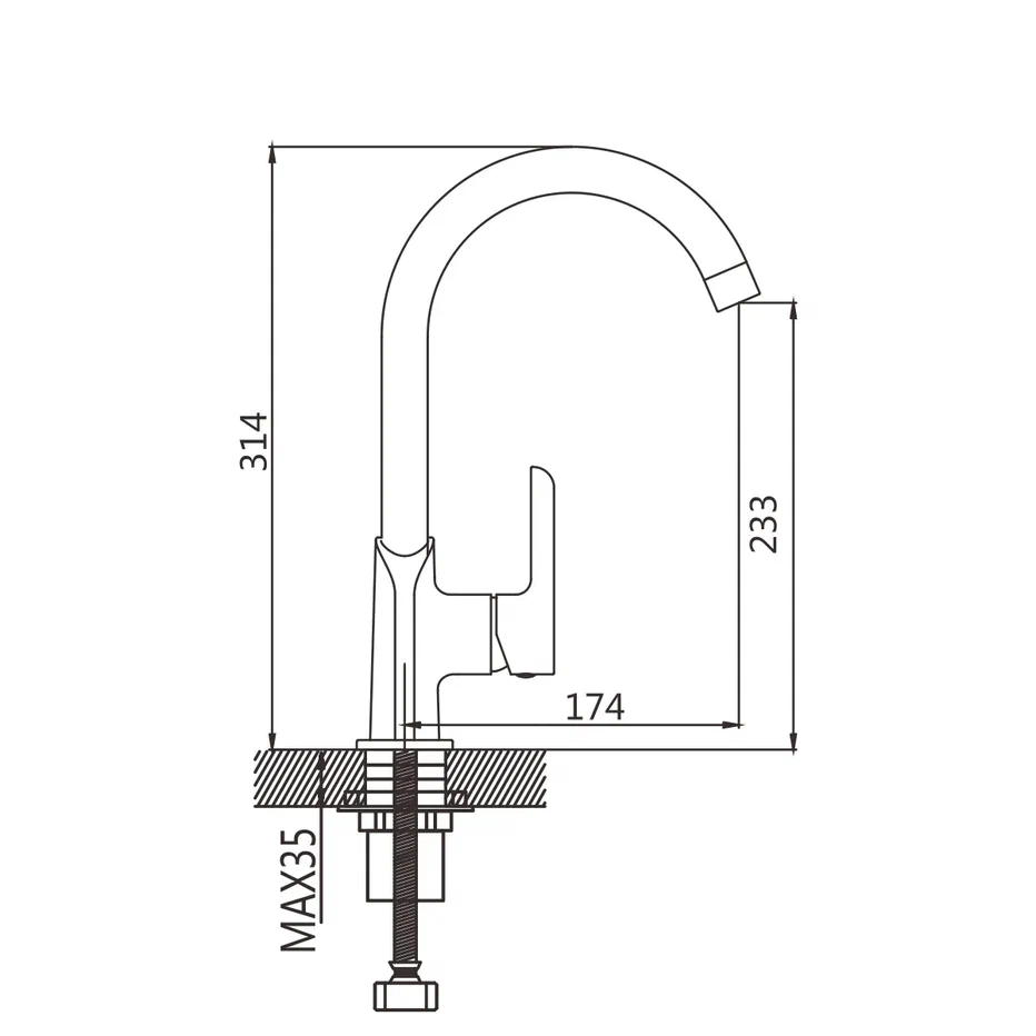 Смеситель для кухни Shevanik S6053F, белый/хром