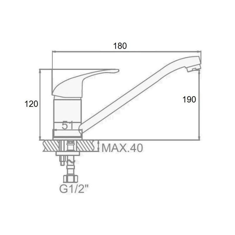 Смеситель для кухни D-Lin D153411, хром