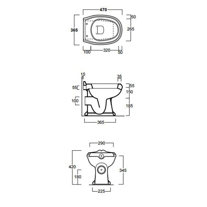 SIMAS Arcade Унитаз напольный, слив в стену, 36,5х48.см, цвет белый
