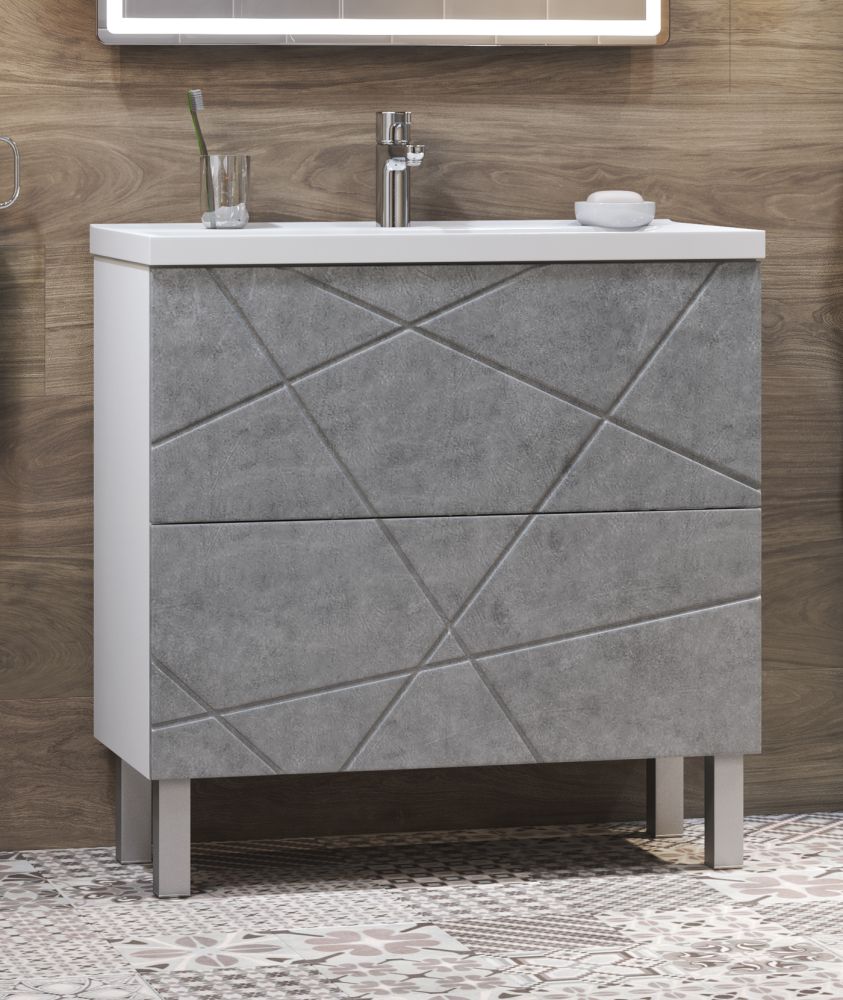 Тумба с раковиной напольная VIGO Geometry tn.GEO.9696.80.2Y бетон, 80 см, артикул tn.GEO.9696.80.2Y бетон-com