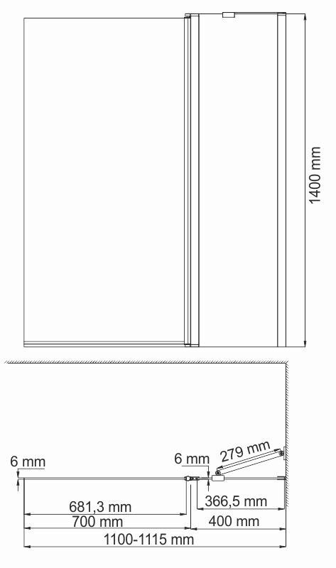 Berkel 48P02-110R Matt glass Fixed  Стеклянная шторка на ванну, двухстворчатая, правосторонняя, матовое стекло