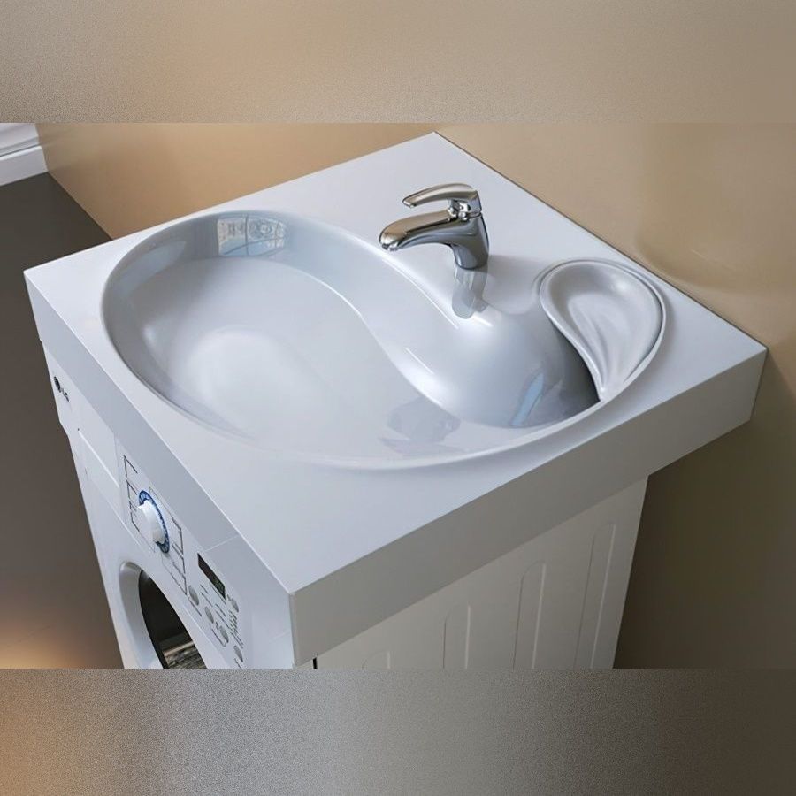 Раковина над стиральной машиной Maretti AS13SM73-844, белая, артикул AS13SM73-844