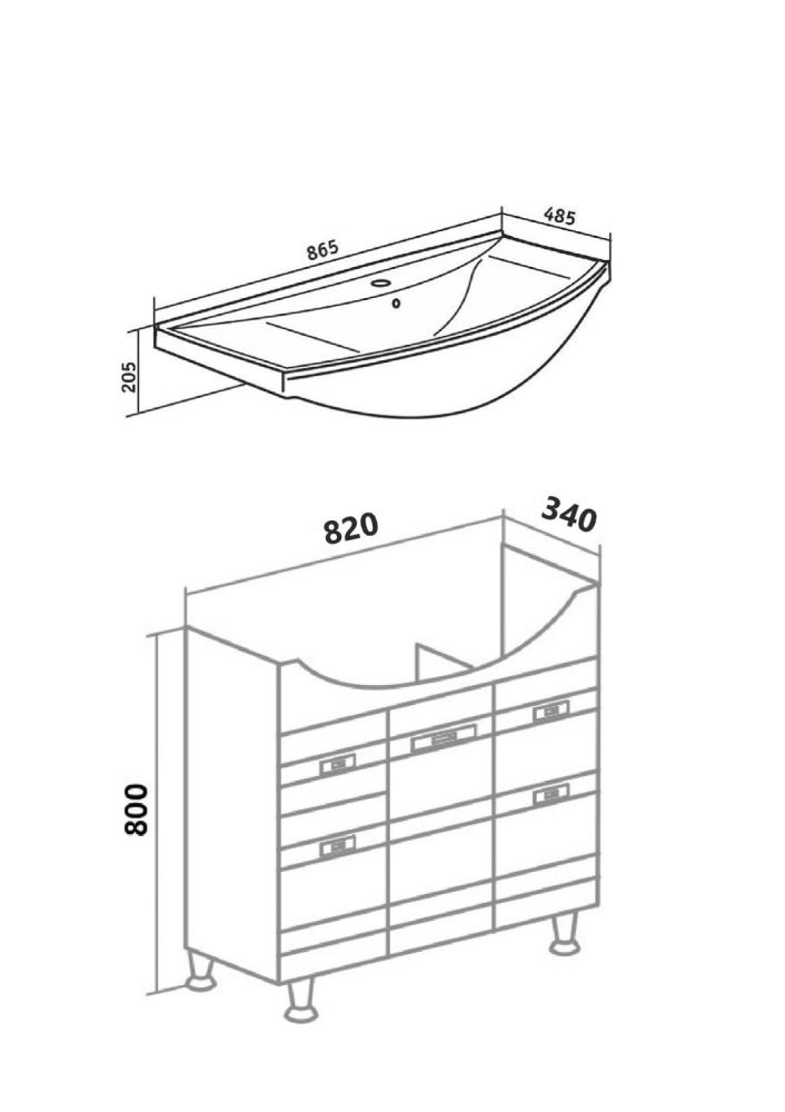 Тумба Runo Турин 85 под умывальник УТ000001523 (Стиль 85) (УТ000002095), артикул УТ000002095