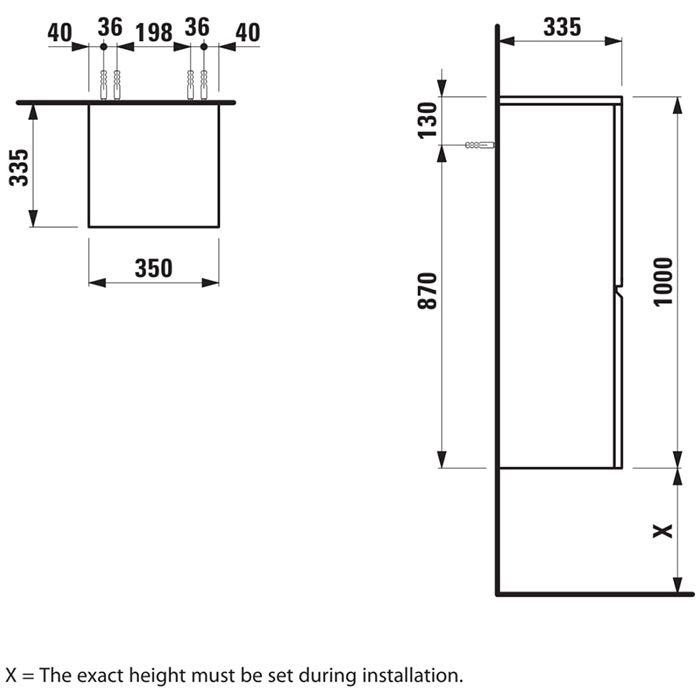 LAUFEN PRO S Средний шкаф 350x335x1000 мм, 1 дверца, петли справа, 2 стеклянные полки, венге, артикул 4.8311.2.095.423.1