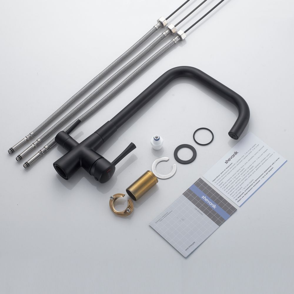 Смеситель для кухни с подключением фильтра Shevanik S528H, черный