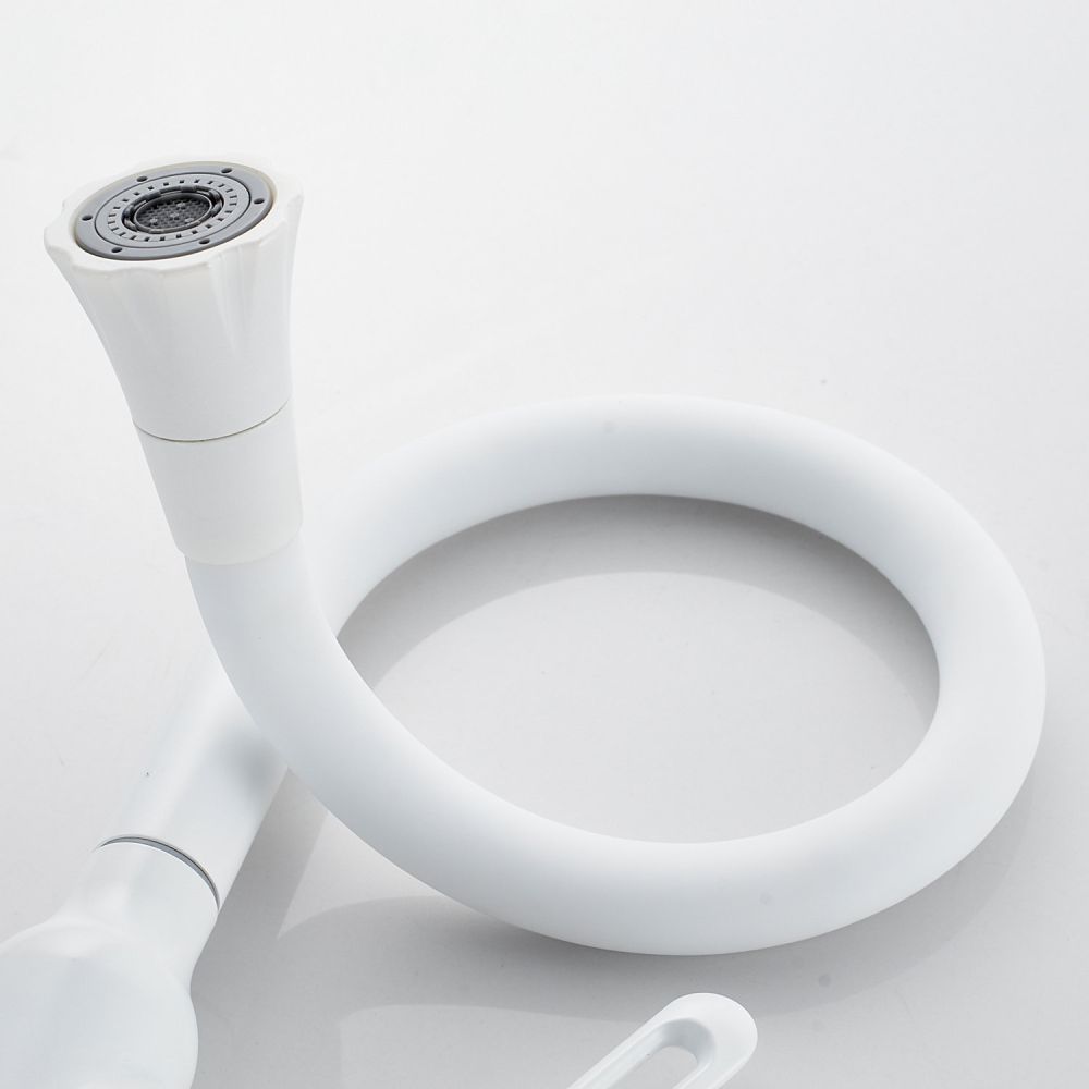 Смеситель для кухни с гибким изливом Raffine F303C-1, белый