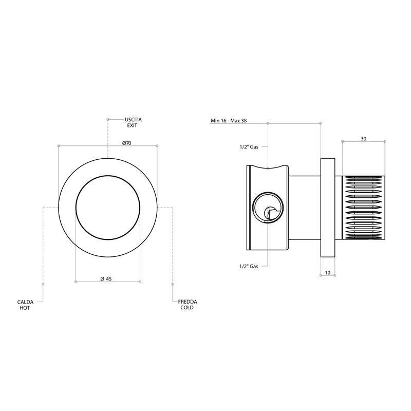 Bongio Time 2020 Встраиваемый смеситель для душа на 1 выход, из нержавеющей стали (с внутренней частью), артикул 70524AS00