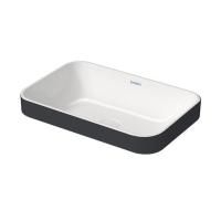 Duravit Happy D.2 Plus Раковина  600х400мм, без перелива,с выпуском с керамической крышкой, покр WonderGliss, цвет Anthracite matt/белый Duravit Happy D.2 Plus Раковина  600х400мм, без перелива,с выпуском с керамической крышкой, покр WonderGliss, цвет Anthracite matt/белый