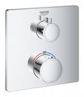 Термостатический смеситель для душа GROHE Grohtherm с переключателем на 2 положения верхний-ручной душ, внешняя часть, квадратная розетка, хром (24079000) Термостатический смеситель для душа GROHE Grohtherm с переключателем на 2 положения верхний-ручной душ, внешняя часть, квадратная розетка, хром (24079000)