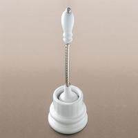 Devon DOROTHY Ерш для унитаза напольный, колба - керамика белая, ручка ерша: золото светлое/белый