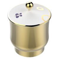 THG CAPUCINE MAUVE DECOR OR Китайская лакированная коробка с белой керамической крышкой Ø94 мм., small size, декор золото/лиловый, цвет золото THG CAPUCINE MAUVE DECOR OR Китайская лакированная коробка с белой керамической крышкой Ø94 мм., small size, декор золото/лиловый, цвет золото