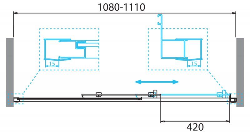 Душевая дверь в нишу BELBAGNO DUE-BF-1