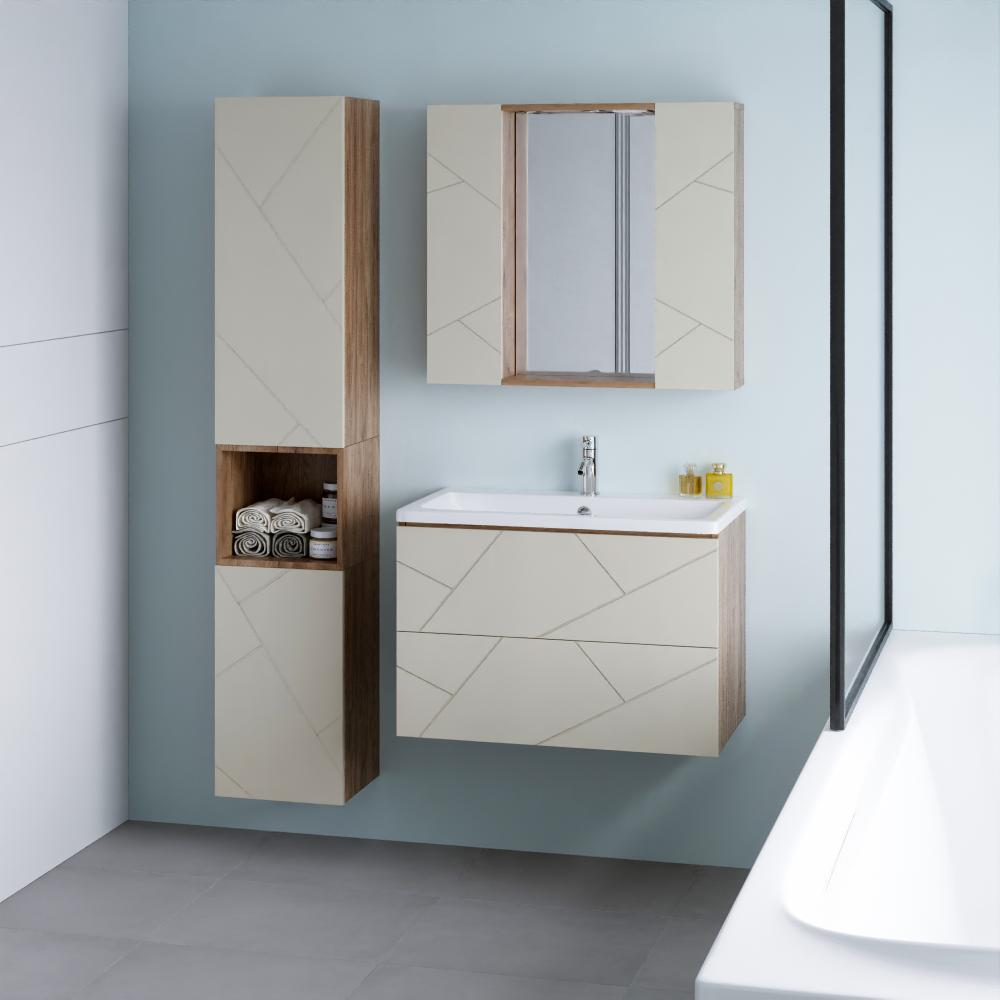 Тумба под раковину подвесная Бриклаер КРИСТАЛЛ латте, 80 см, артикул 4627125416941