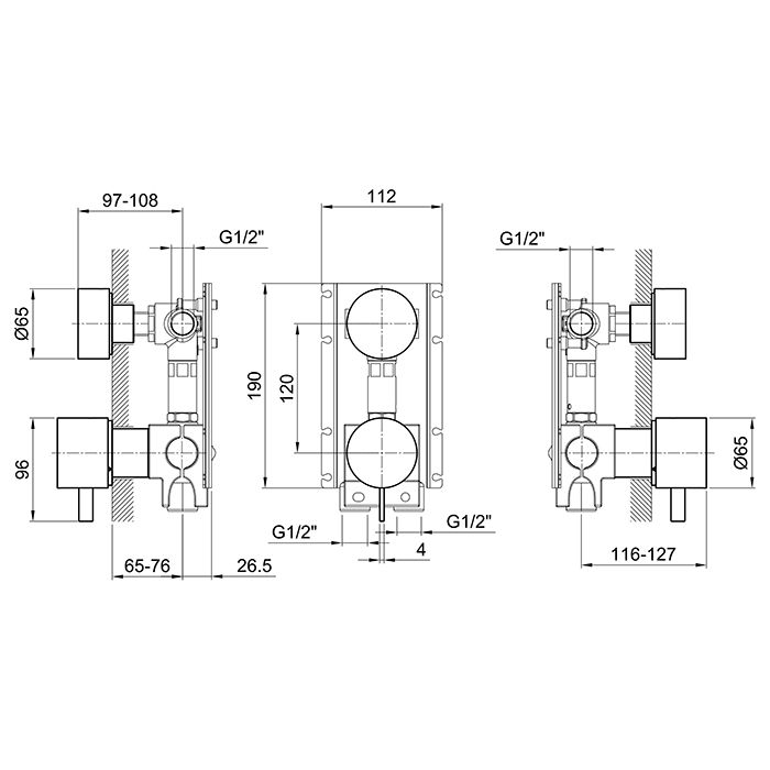 Fantini AF/21 Смеситель для душа, встраиваемый, на 2 источника, (наружняя часть), цвет: хром