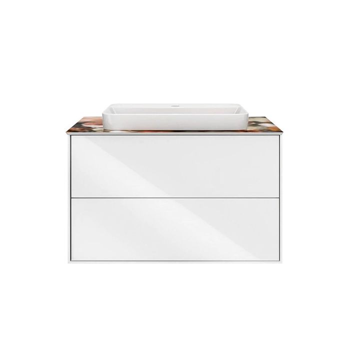 Тумба PLAZA Modern подвесная 80, 2 ящика, белая глянцевая