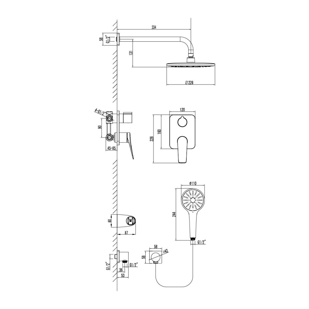 Душевая система Lemark Bronx встраиваемая (LM3729MW), артикул LM3729MW