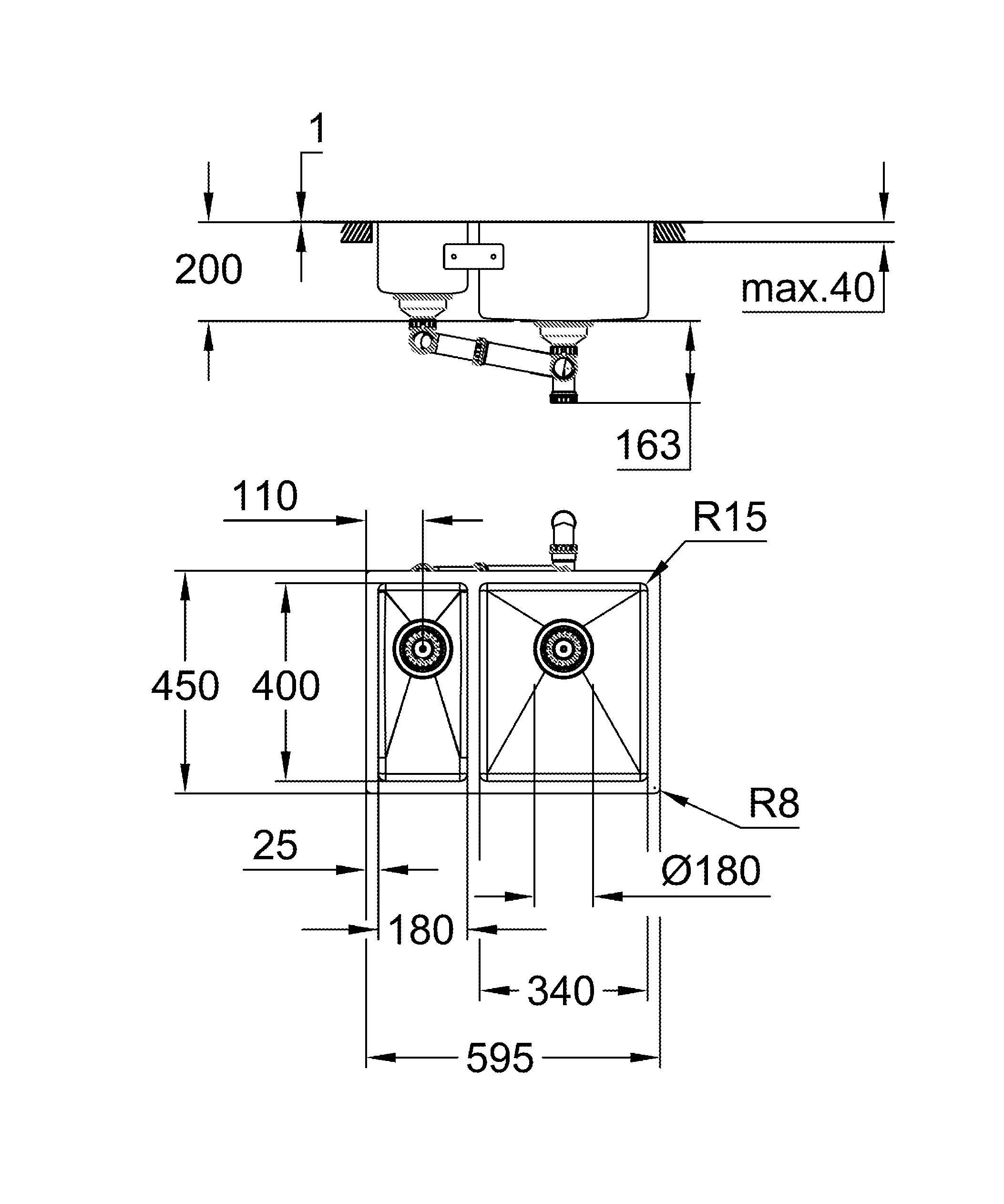 Мойка GROHE K700 Undermount, нержавеющая сталь (31576SD1)