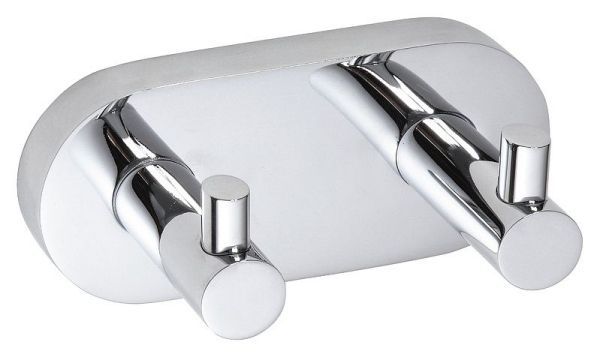 Вешалка-планка Omega  с 2-мя крючками 120x55x50мм, хром