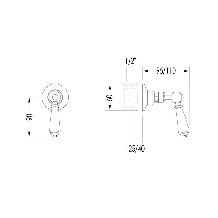 Devon Black Dandy Смеситель встроенный в стену, c ручкой черной, цвет: никель блестящий, артикул MARD774NKBD