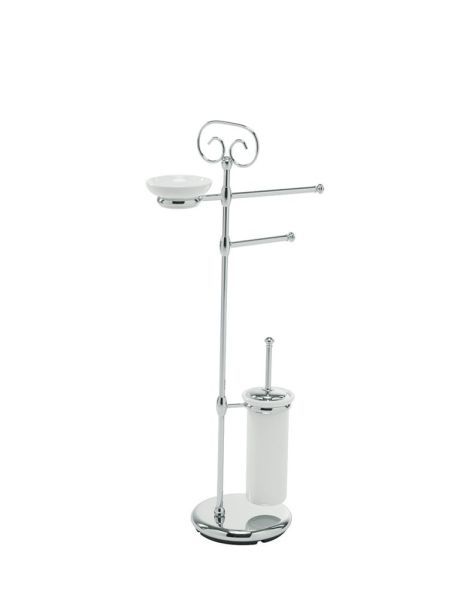 Stil Haus Idra, стойка: мыльница + полотенцедер. + бумагодержатель + ерш, цвет хром - белая керамика