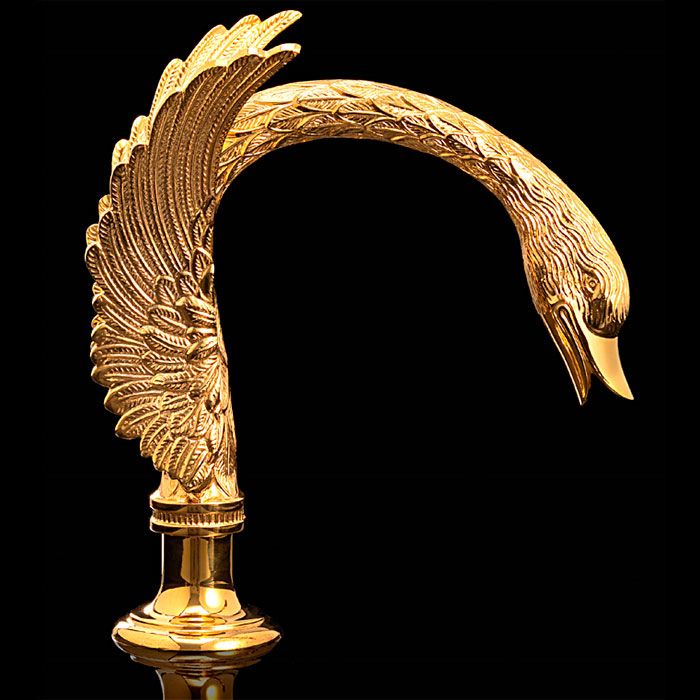 Devon Excelsior Swan Смеситель для раковины на 3 отв., с донным клапаном, цвет: золото 24k/отделка хрусталь, артикул EXC-SW100GK