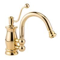VIVALDI Смеситель для биде моноком., донный клапан "click-clack" с переливом, золото