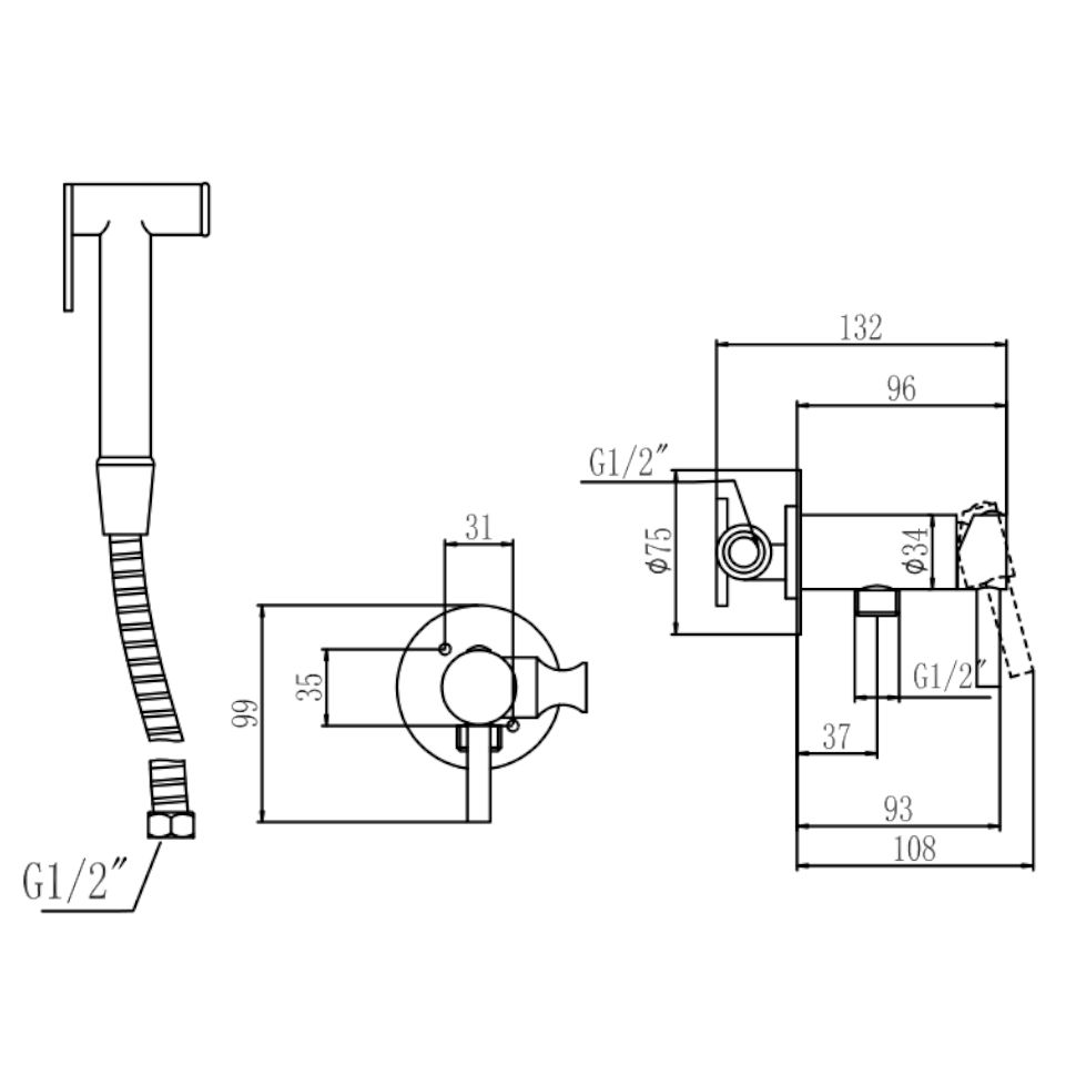 Гигиенический душ со смесителем Savol S-FXQ003L, сатин